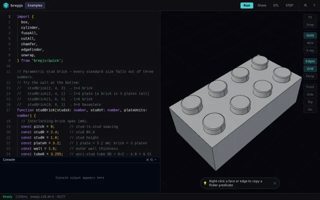 brepjs is an open source programmatic CAD library thats runs on web