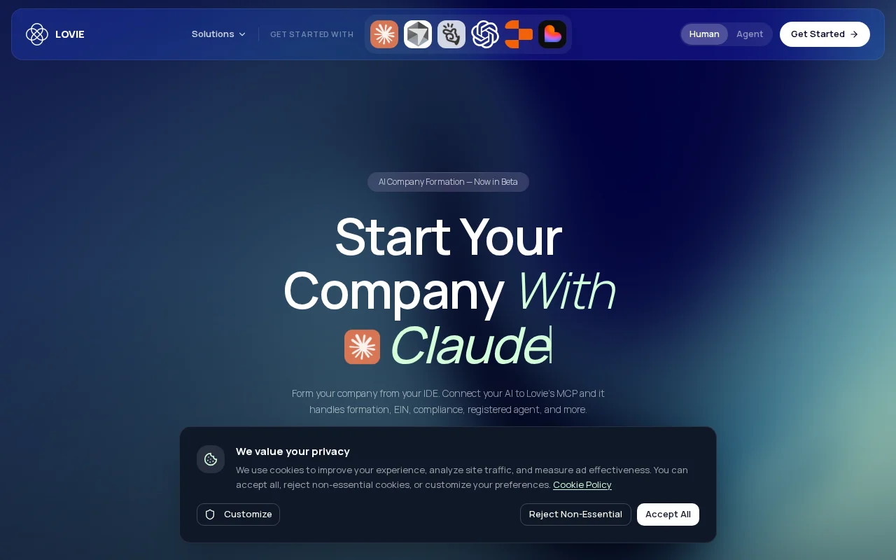 Form an LLC or C-Corp from Claude/Cursor via MCP