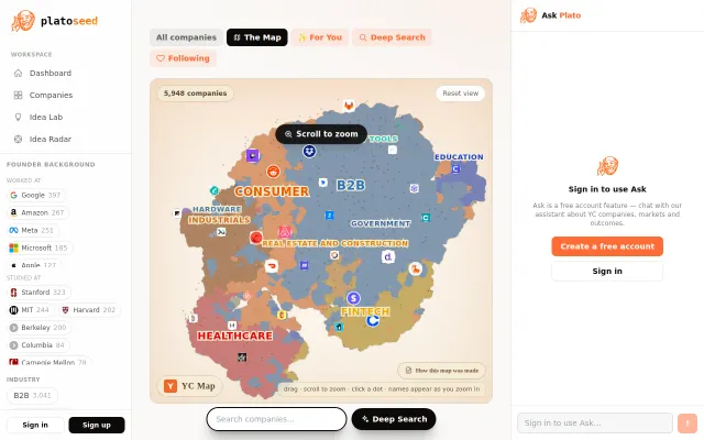 Map of 5000 YC Startups