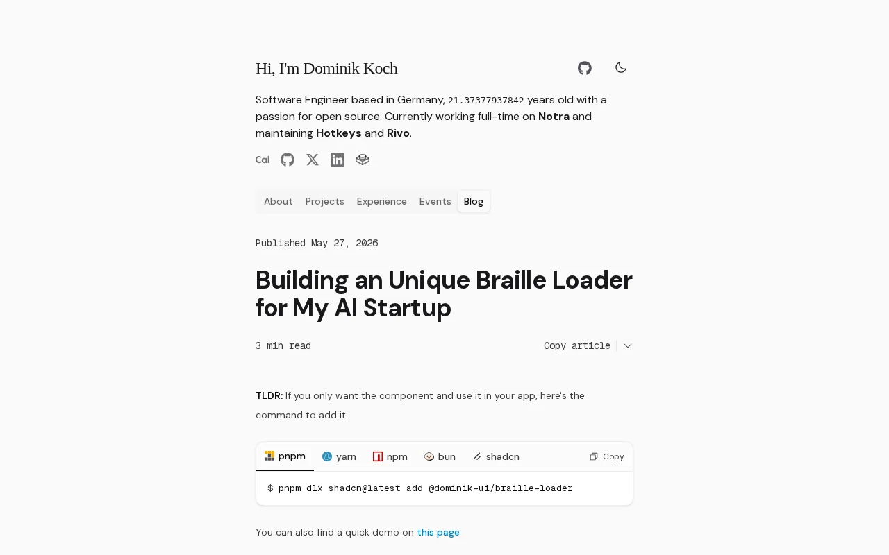 Building an Unique Braille Loader for My AI Startup