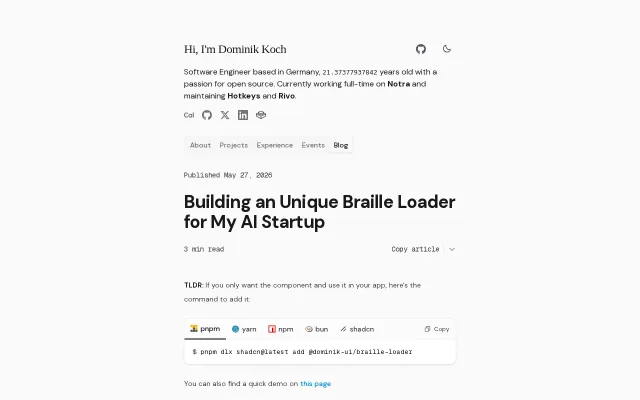 Building an Unique Braille Loader for My AI Startup