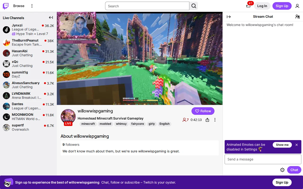 First time Minecraft stream on Twitch