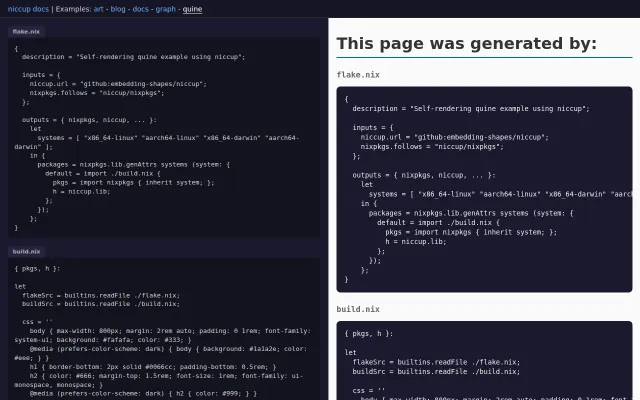 A HTML Quine Made with Nix