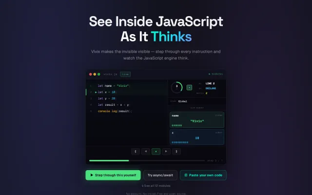Vivix – See inside JavaScript as it executes (open source)