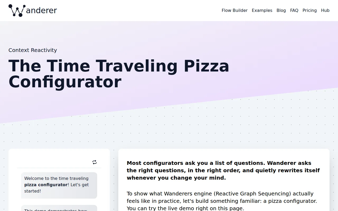 A pizza configurator that re-adapts when you change your mind