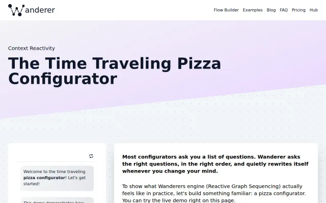 A pizza configurator that re-adapts when you change your mind