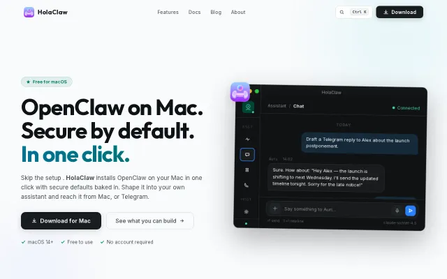 HolaClaw Desktop App for OpenClaw