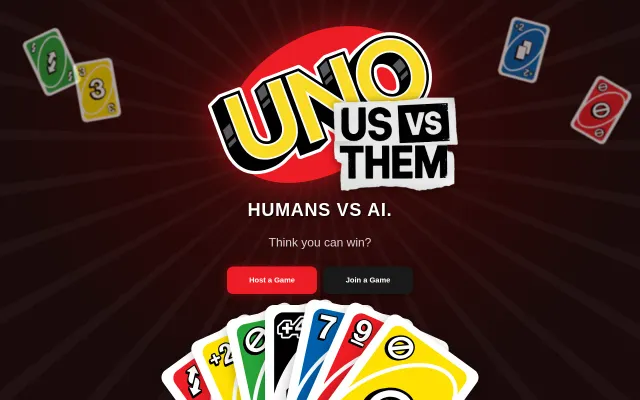 Uno – Us vs. Them. Humans vs. AI version of the card game