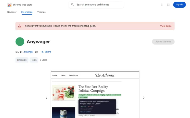 Anywager – Inline prediction-market lookup for whatever you're reading