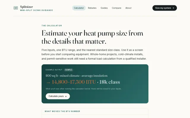 Mini-split BTU calculator and state-by-state heat pump rebate guide