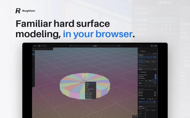 Browser-based, Blender-like hard-surface modeling
