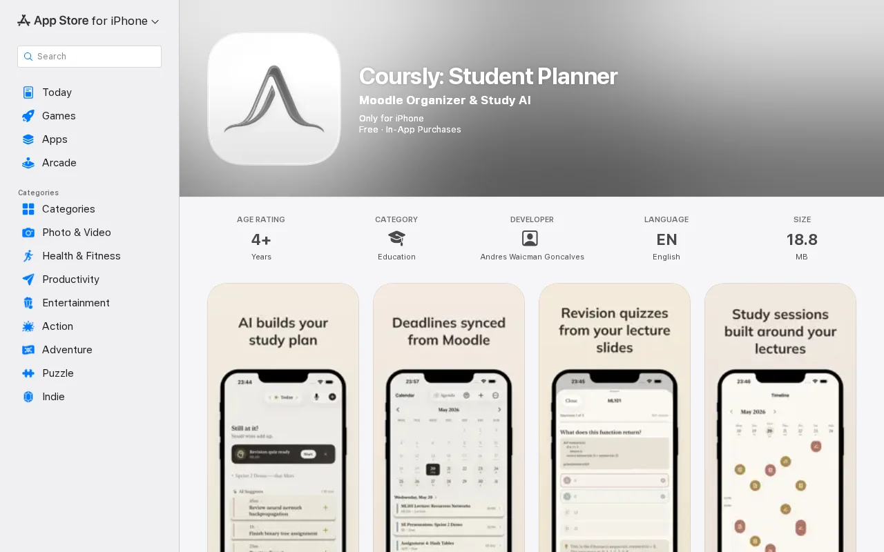 Coursly – iOS app that syncs your Moodle and makes quizzes from slides