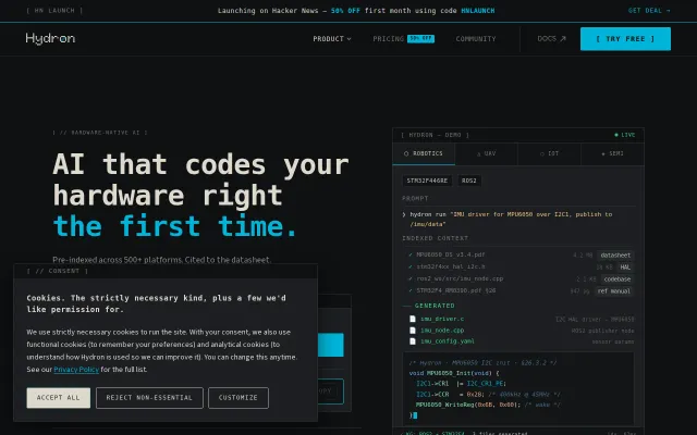 Hydron – Hardware-aware coding agent