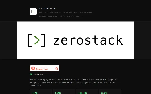 Zerostack, an open coding agent optimized for memory footprint