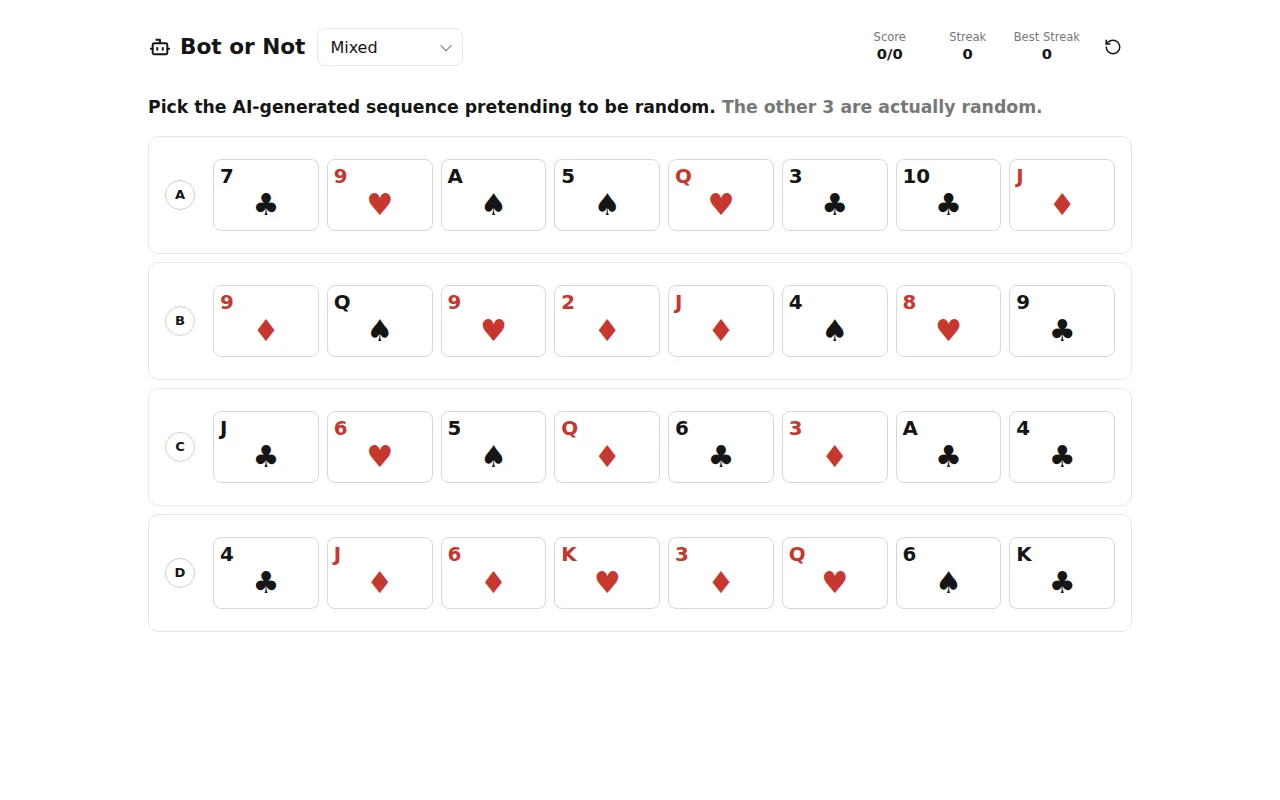 Bot or Not – Spot AI-generated randomness