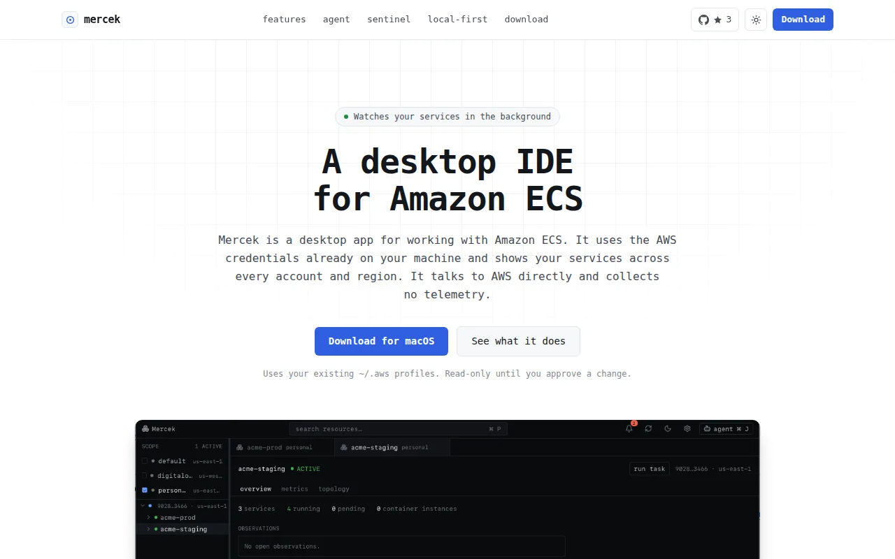 Mercek – A Desktop IDE for AWS ECS