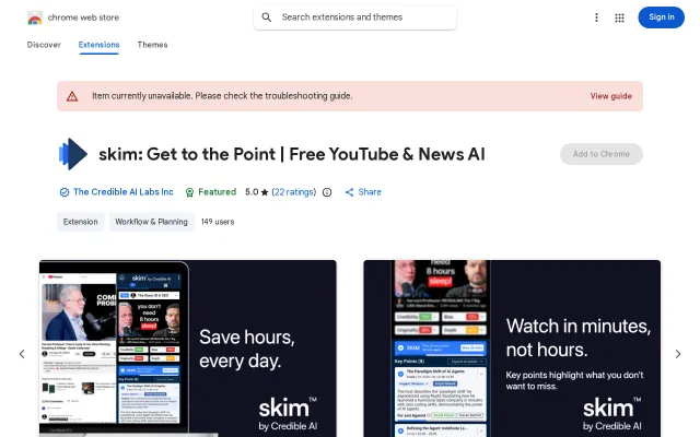 Skim any YouTube video. be happy