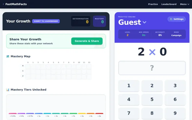 A fast paced multiplication game with an international leaderboard