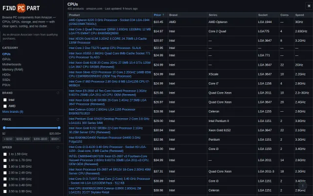 Browse PC Parts on Amazon.com without distractions