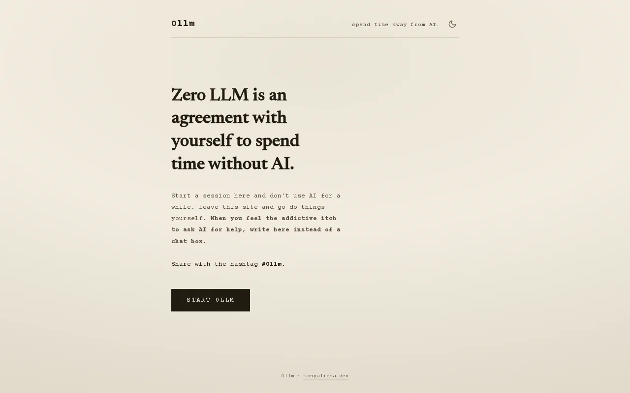 0llm is a small app to help you spend time away from AI
