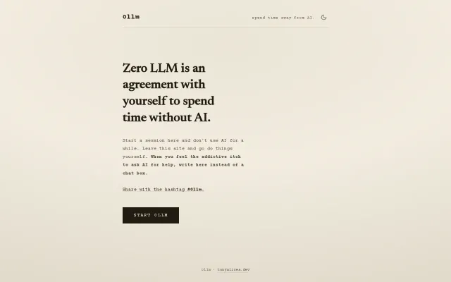 0llm is a small app to help you spend time away from AI