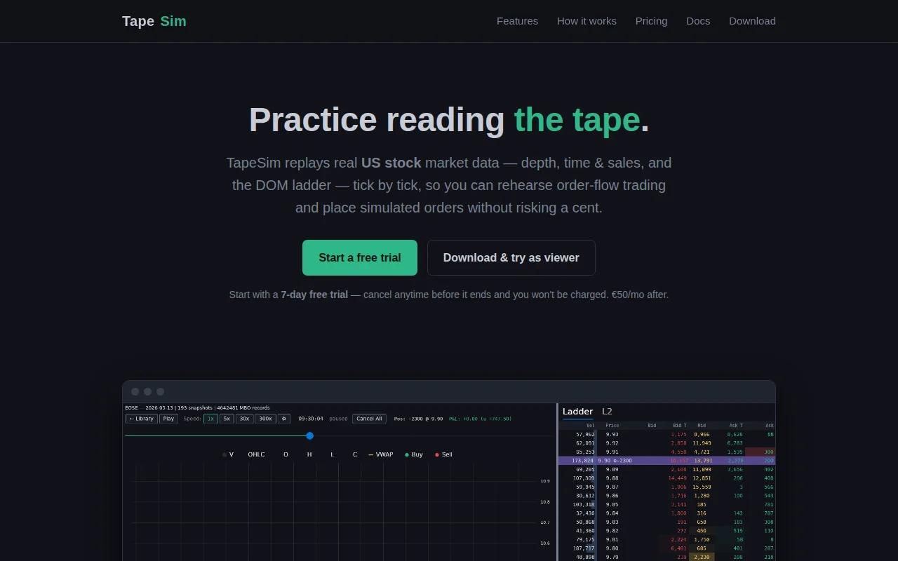 TapeSim – Practice Reading the Tape