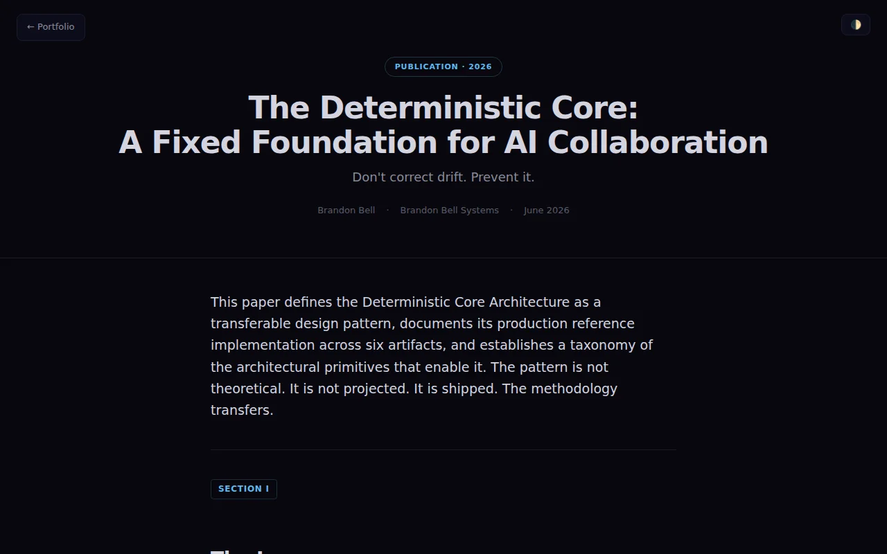 The Deterministic Core Architecture for AI-Augmented Applications