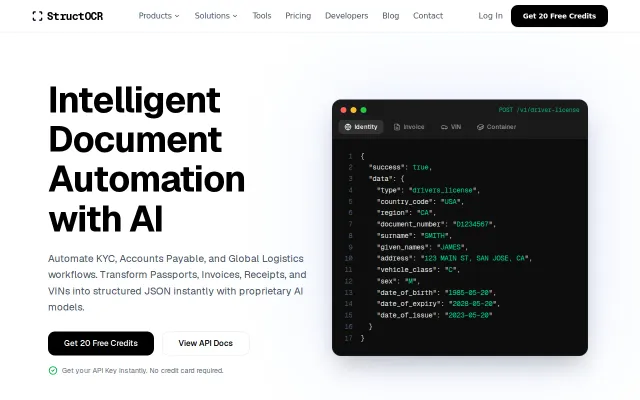 StructOCR – API for parsing global passports, invoices, and containers