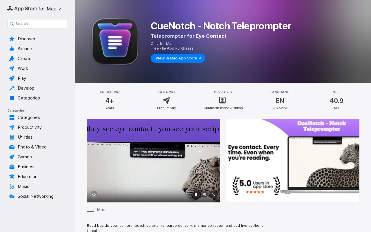 Native Mac app which places an teleprompter in your Mac's notch