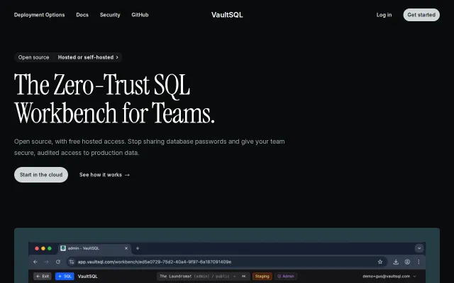 VaultSQL – Open-Source Zero-Trust SQL Workbench