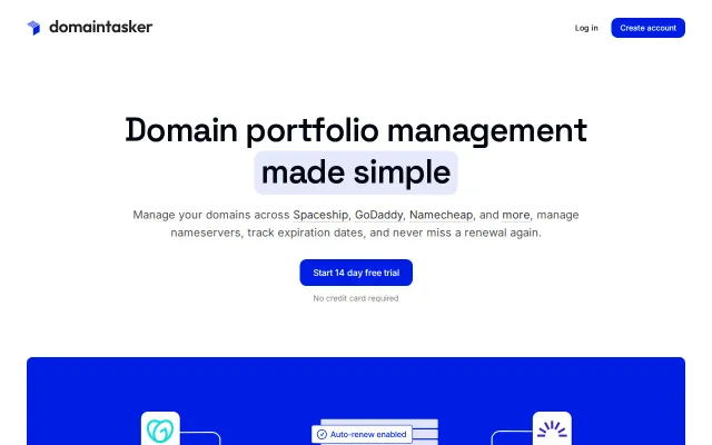 DomainTasker – avoid losing domains and surprise renewals