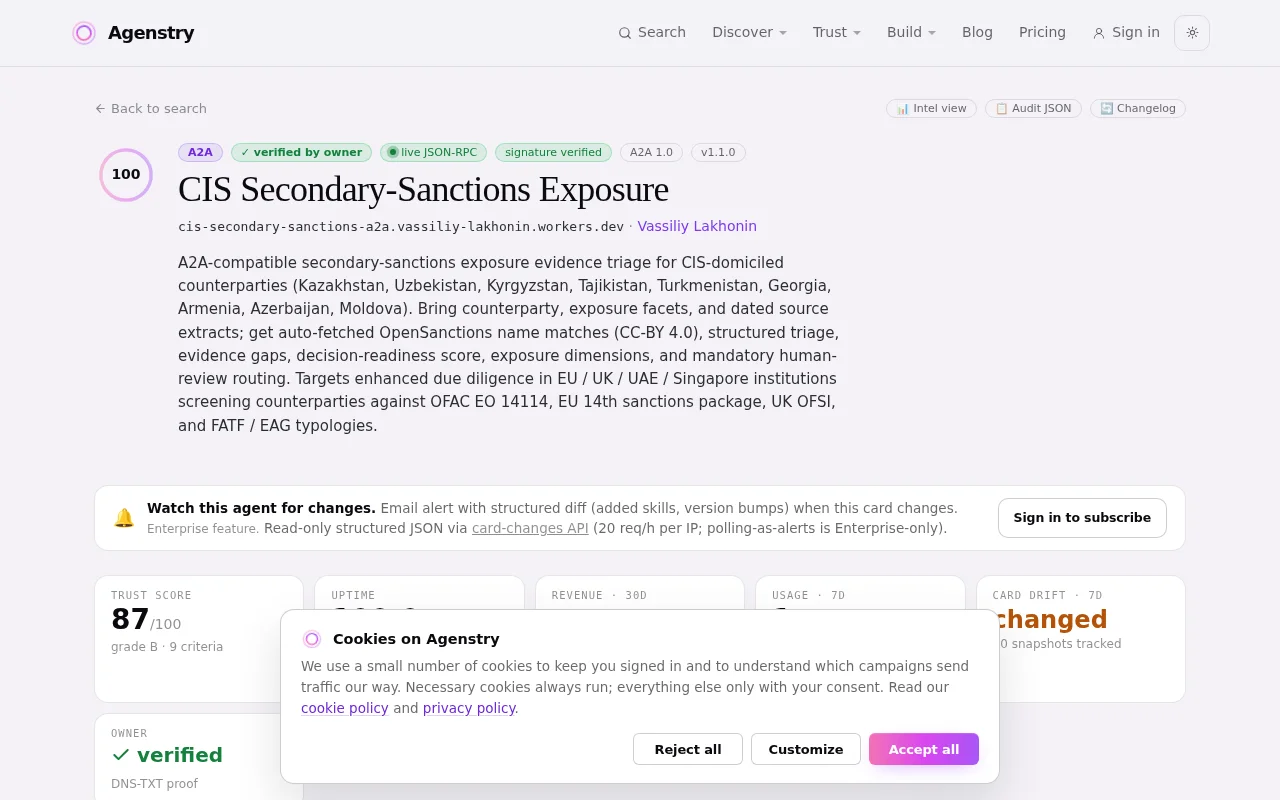 AI pre-screening CIS counterparties before onboarding