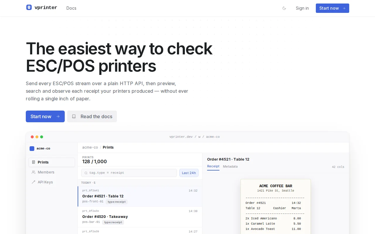 A virtual thermal printer for testing ESC/POS receipts