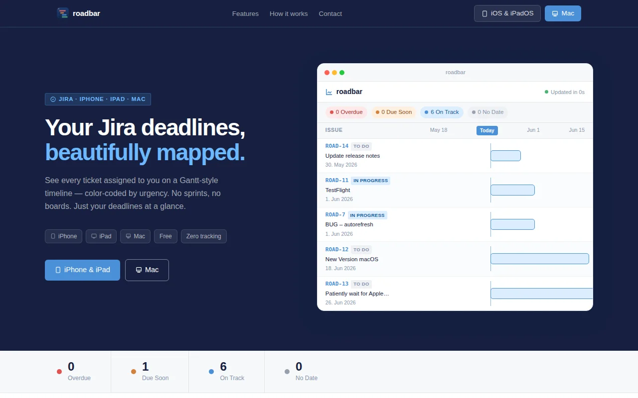 Roadbar – Gantt-style Jira deadline tracker
