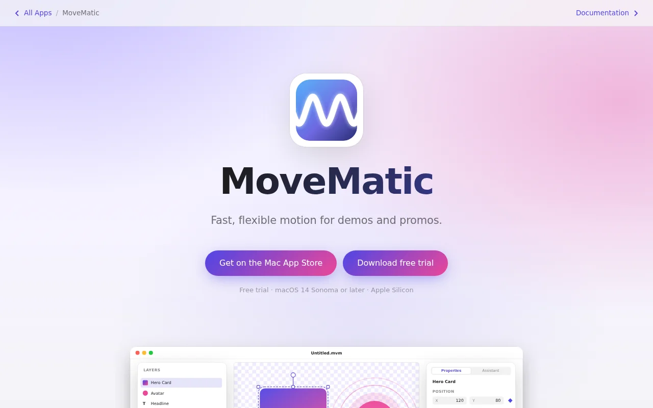 macOS motion design app built for demos and promos