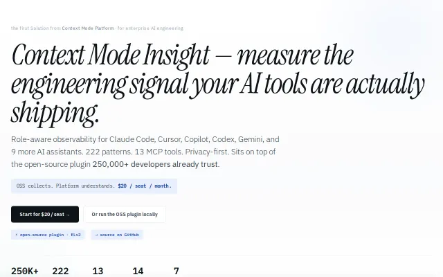 Context Mode Insight – observability layer for AI coding agents