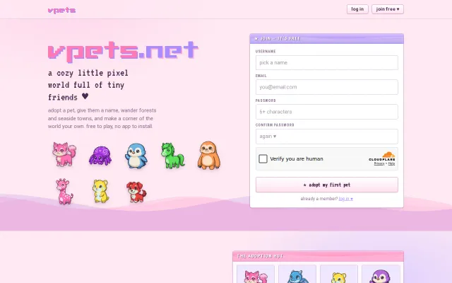 VPets.net – a cozy pixel pet world