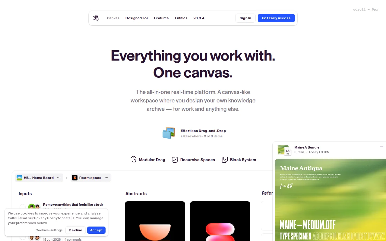 A canvas-like workspace where you design your own knowledge archive
