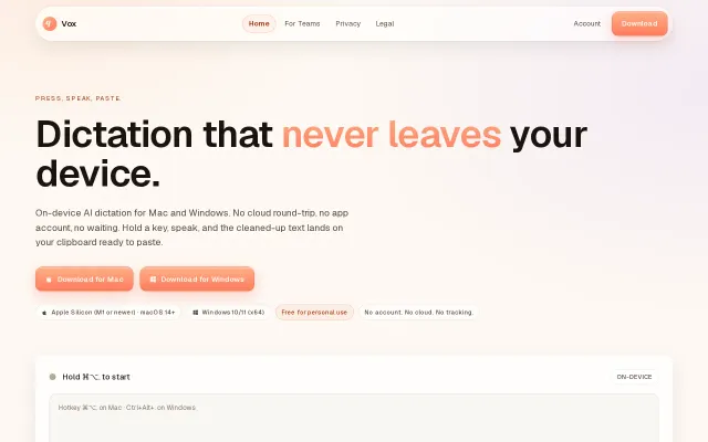 I built free VoiceToText app with local LLM polish to save 60 min/day