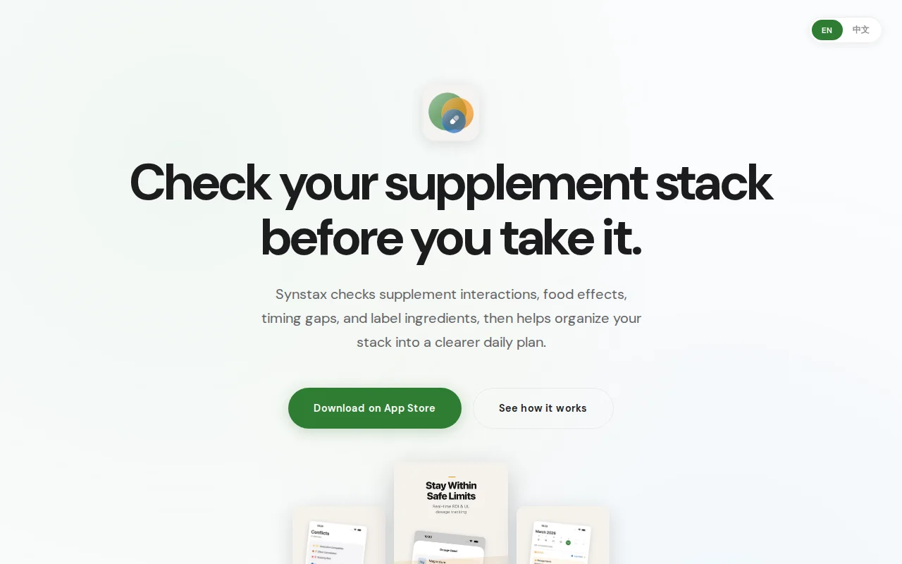 Synstax – Smart Supplement Scheduling for iPhone