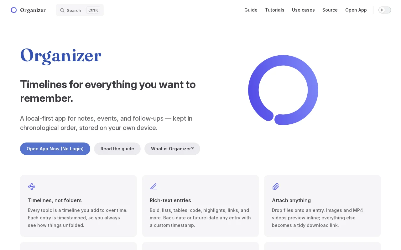 Organizer Timelines for everything you want to remember