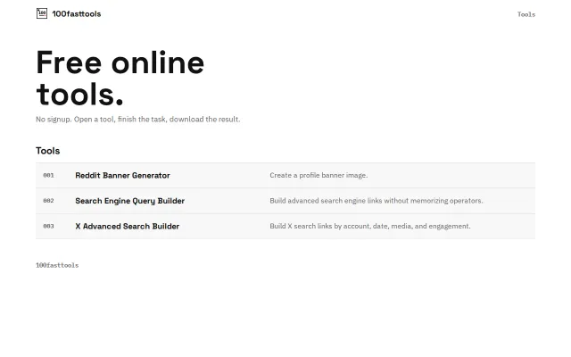 100fasttools – small, fast browser tools