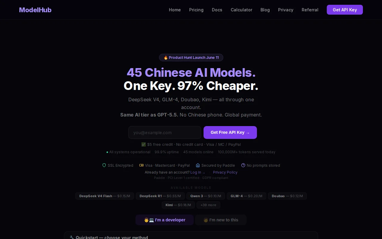 One API Key for 45 AI Models – Pay per Token, OpenAI Compatible
