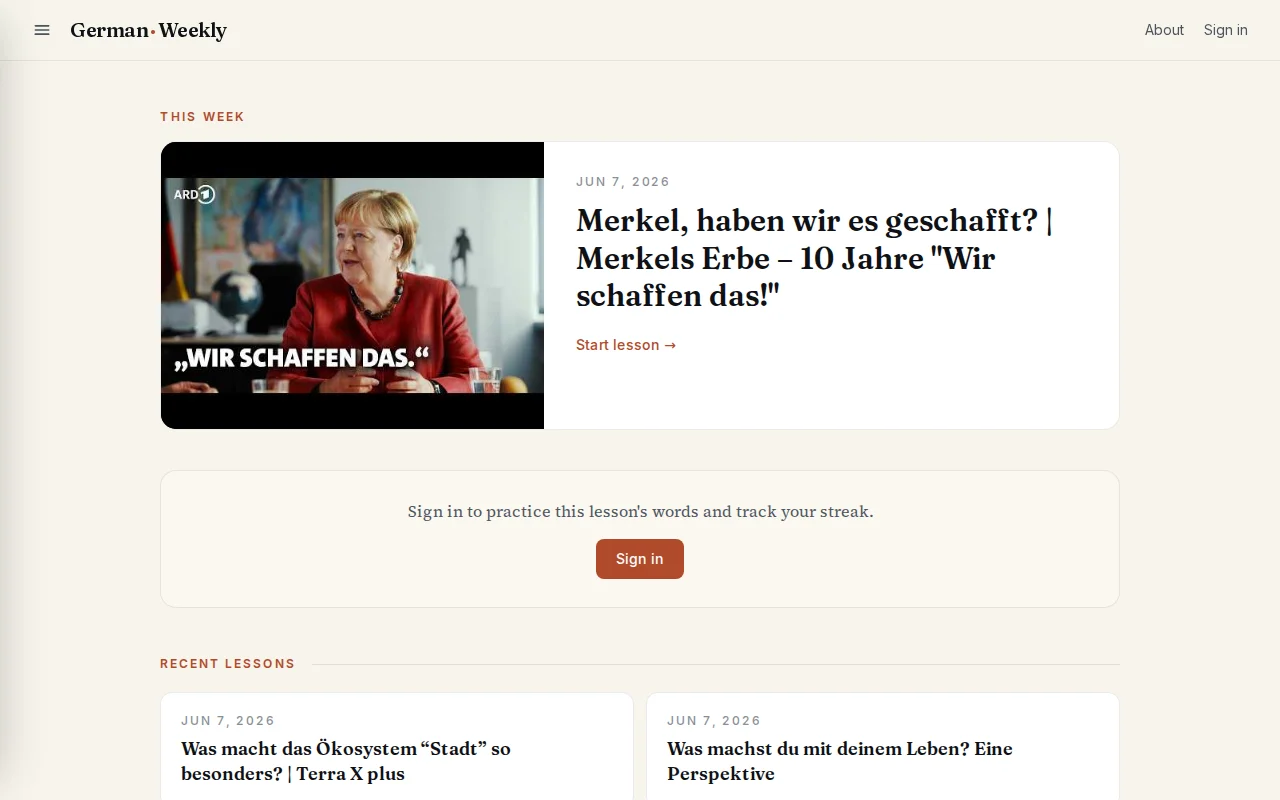 GermanWeekly, Weekly German Lessons