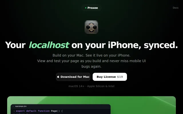 Proxee – Your localhost on your iPhone, synced