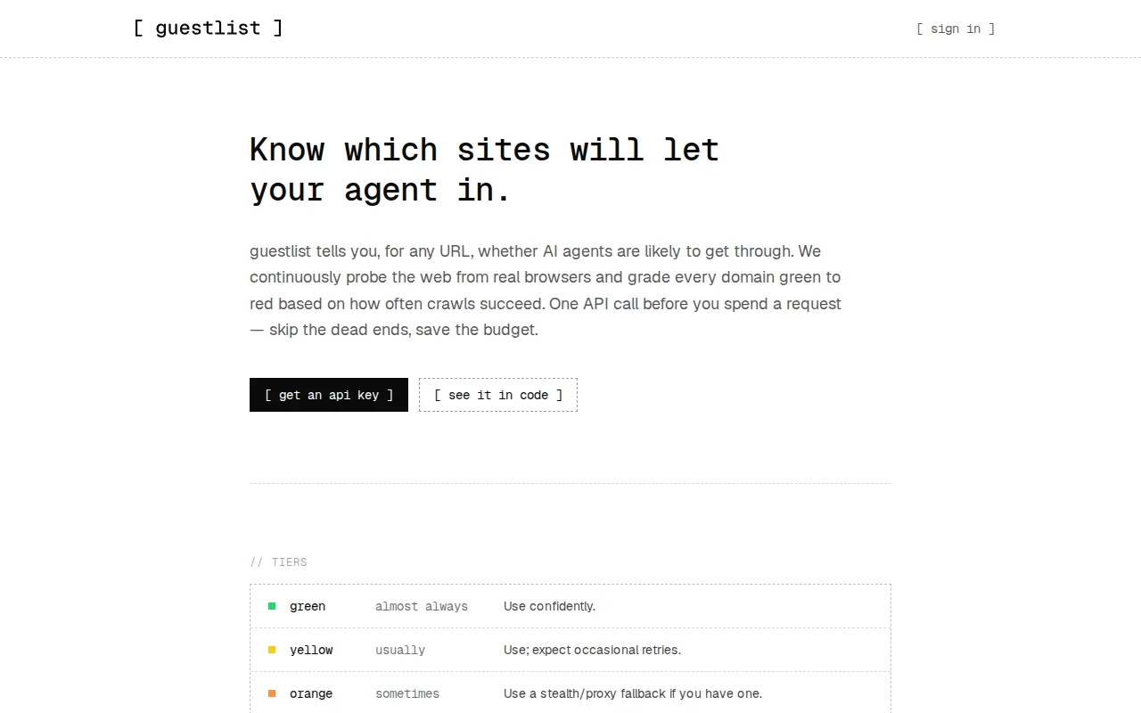 Guestlist – know which sites will let your agent in