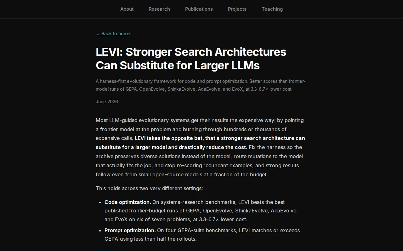 Levi – run AlphaEvolve on your Claude Code/Codex for dirt cheap