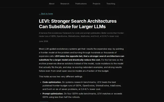 Levi – run AlphaEvolve on your Claude Code/Codex for dirt cheap