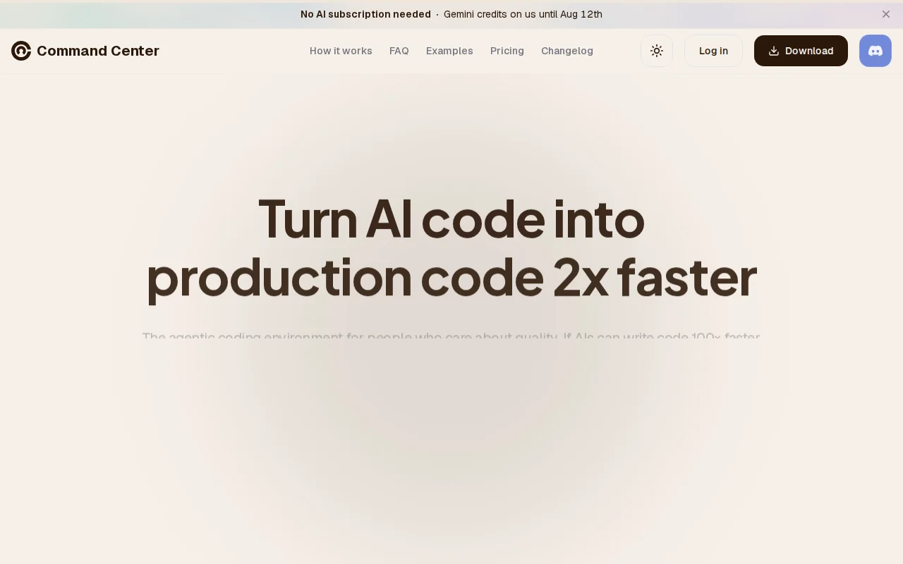 Command Center, the AI coding env for people who care about quality