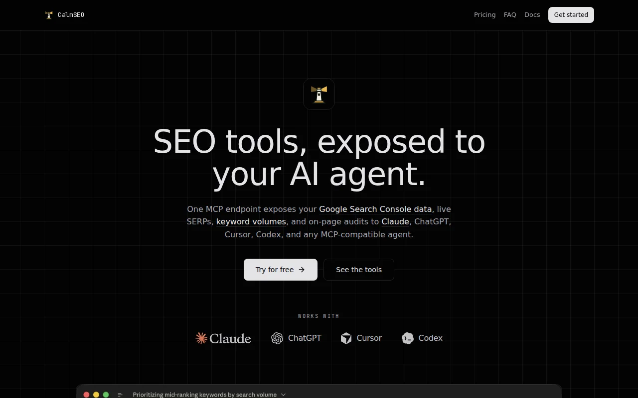 CalmSEO – Keyword and Google Search Console Tools for Your AI Agent